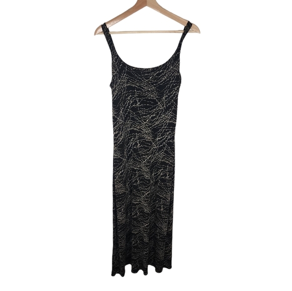 Banana Republic Sleeveless black gold Maxi Dress slim fit column Medium - Picture 5 of 11